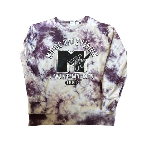 MTV Tops - MTV Music Television Tie Dye I Want My MTV 1981 Graphic Sweatshirt